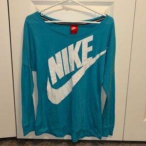 Wide neck Nike blue long sleeve tshirt